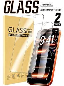 2片裝防指紋觸感順滑鋼化玻璃螢幕保護貼，相容 iPhone 17 Pro Max 17 Pro 17 Air 17 16 Pro Max 16 Pro 16 Plus 16 15 Pro Max 15 14 13 12，實用手機配件 - 無色 - 查看 37