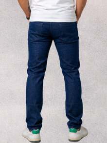 Men's Slim Trousers In Premium Jeans With Lycra Elastane (Choose Your Variation) - Dark Wash - View 2