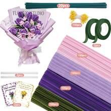 576Pcs Multi-Color Pipe Cleaner Flower Bouquet DIY Kit, Soft Fuzzy Chenille Stems Craft Supplies, 400 Assorted Pipe Cleaners, Floral Stems, Floral Tape, Step-By-Step Guide & Tutorial Video, Beginner Handmade Flower Set. - 576pcs - 查看 13