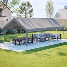 400*765*311 Cm Waterproof, UV-Resistant, Weatherproof Outdoor Car Cover With Roll-Up Curtains On The Sides, Ventilation Windows And Reinforced Steel Frame, Portable Garage Tent For SUVs, Pickup Trucks, Boats And Gardens – Material: Steel - A - View 10