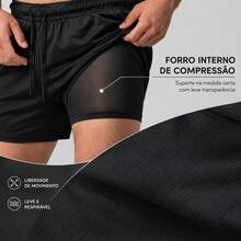 2-In-1 Double Sports Dry Fit Shorts With Pocket Gym Shorts Sports Shorts - 黑色 - 查看 4