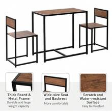 3-Piece Modern Table Stool Set – Sleek Steel Frame With Smooth MDF Panels, Compact & Stackable Design For Living Room, Kitchen, Or Bar Area - Wood Colour and Black - View 5