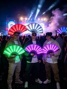 1件 LED發光扇，適用於電音派對、EDM音樂節、派對、表演、萬聖節、聖誕節、節日、化裝派對、婚禮、單身女派對、Cosplay、派對道具 - 彩色 - 查看 3