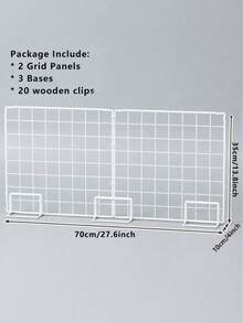 3pcs Desktop Grid Display Rack With 2 Panels & 20 Clips, 35x35cm Free-Standing Wire Grid Photo Frame For Photos, Jewelry, Crafts & Classroom Decor, Sticker Display Stand, Summer , Back School - Style 1 - View 10