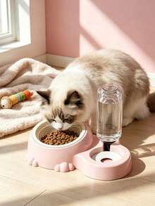 二合一大容量猫粮饮水器 - 干湿分离，猫粮饮水器，700毫升大容量猫粮盒和400毫升重力式饮水器，耐用塑料材质，透明设计，适合室内宠物饮水和健康喂养，无需电池 - 出行无忧，猫狗通用 - 均碼 - 查看 13