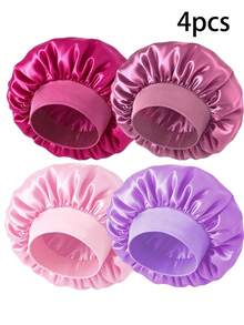 CONFLASS Women's Satin Sleep Cap - Solid Color Stretchy Wide-Brimmed Hair Care Cap, Soft Breathable Silky Fabric, Non-Slip Comfortable Design, Suitab - Dusty Pink - View 1