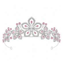1pc Bridal Floral Rhinestone Wedding Crown Headband Hair Accessory Baroque Crystal Metal Tiara Wedding Accessory - Multicolor - View 10