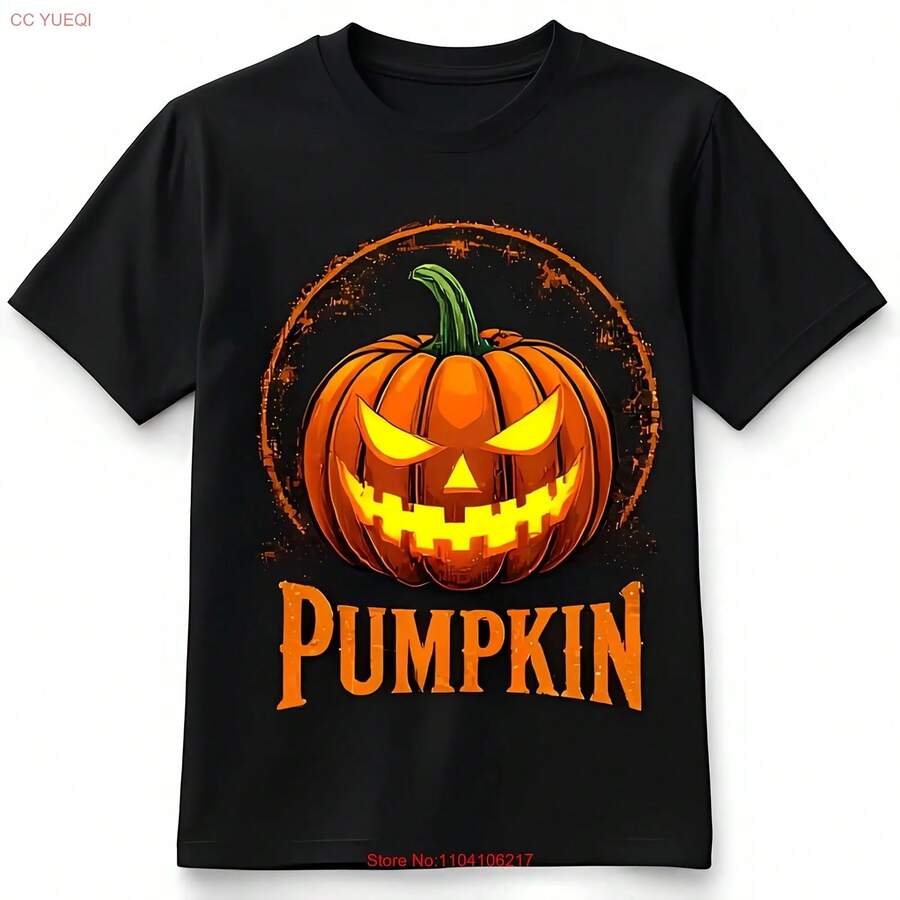 Black T-Shirt With Friendly O Graphic And Pumpkin Text - 款式 - 查看 1