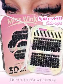 Miss Wink 160 عنقود رموش صناعية فائقة الكثافة ثلاثية الأبعاد بحجم كثيف وناعم كرتوني + رموش جنية مدببة، طول مختلط 8-16 ملم بسمك 0.07 ملم، رموش عين القطة الطبيعية التي تكبر العين وتناسب بشكل مثالي، سهلة للاستخدام المنزلي DIY والتركيب والمطابقة، مناسبة للمكياج الخفيف والمكياج الثقيل والإطلالات اليومية أو الخروجات وفعاليات العطلات، هدية مثالية للنساء أو الفتيات - D - مشاهدة 8