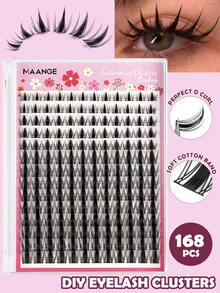MAANGE 168簇D捲度仙女娃娃假睫毛，泰式妝容風，濃密長款，8-16mm，尖端動漫風細睫毛，自然放大眼睛，適合DIY接睫毛，新手友好，狐狸風分段娃娃假睫毛，絲綢睫毛，接睫毛，假睫毛 - D - 查看 11