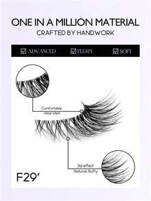 Natural Half Eyelashes Cat Eye Fox Eye Faux Mink False Eyelashes | Clear Band 3D Slender Natural Curl | Soft Natural Voluminous Lashes Suitable For Work Dates Brunch Video Calls Passport Photos Wedding Guests Travel Festival Looks - Black - View 7