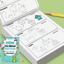 1 Book Children's Step-By-Step Drawing Practice Book, 200+ Interesting Pattern Drawing Learning Exercise Book, Children's Drawing Enthusiast Guide, Beginner Art Education Supplies, Children's Drawing Practice Book, Preschool Kindergarten Drawing Practice - How to Draw - View 4