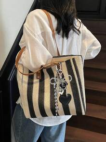 Classic Large Capacity Tote Bag, Fashionable Practical Multi-Functional Commuter Shoulder Bag, Suitable For Daily Outings, Shopping And Vacation - Multicolor - View 2
