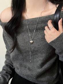 1件女款心形輕量吊墜極簡項鍊，全新伸縮技術，運動鏈條飾品，2026新款，美觀優雅，適合女性日常穿搭、派對造型、節日禮物，送給好友與家人的禮物 - 愛心 - 查看 6