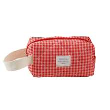 3pcs Red Plaid Makeup Bag Set, Large Capacity Cosmetic Organizer Pouch, Quilted Toiletry Bag,Back To School,Bedroom Room Decor,Back To School - Red - View 11
