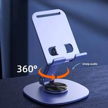 1pc 360 Degree Rotating Aluminum Alloy Phone Stand - Compact And Portable, Foldable Desktop Stand, Suitable For All Smartphones And Tablets, Ideal Office Accessory, Children's Online Course Phone Stand Base - Multicolor - View 11