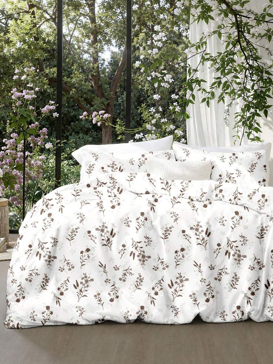 2/3pcs Leaf & Flower Pattern Duvet Cover Set, Ultra Soft Breathable Microfiber, All Season, Machine Washable, Anti-Pilling/Anti-Shrink/Anti-Wrinkle, Suitable For INS Style And Country Style, King/Queen/Full/Twin Size, Suitable For Home, Dorm, Apartment, Guest Room, Rental And Gift - Multicolor - View 1