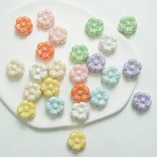 20pcs Colorful AB Solid Color Small Flower DIY Transparent Straight Hole Phone Chain Bead Material Phone Case Patch Accessories - Multicolor - View 4