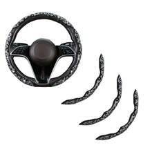2pcs/3pcs Car Steering Wheel Accessories, Car Interior Decor, Cute Premium Interior Crystal Rhinestone & Leopard Print Unique Pattern, All-Season Universal Car Interior Kit, Women's Car Accessories, Women's Car Tools, Essential Car Tools - Crystal Sparkling Diamond Leopard Print Pattern - View 9