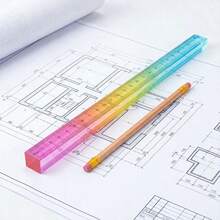 Colorful Ruler Cube Geometry Drawing 2-In-1 Tool, Math Learning Stationery Set, Drawing & Measuring Stationery, Math Teaching Aid, Multi-Functional Plastic Geometric Solid - Multicolor - View 6
