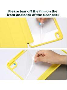 Compatible With IPad 11th Generation 2025 & 10th Generation 2022, Ultra-Light Trifold Protective Case With Stylus Holder, Clear Transparency Back, Auto Sleep/Wake,Yellow - Yellow - View 6