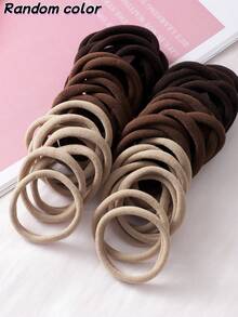 200/100/50/20Pcs Earth Tone Neutral Seamless Nylon Hair Ties, Large Capacity, High Elasticity, Non-Damaging, Thick Soft Ponytail Hair Bands, Suitable For Women, Teenagers, Adults, Dark Hair, Thick Hair, Curly Or Straight Hair, Strong Elastic Hair Accessories, Fitness, Sports, Yoga, School, Office, Anti-Slip Hair Ties, Ideal Holiday Gift, Mixed Colors Randomly Shipped - Coffee - View 10
