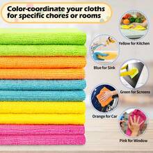 10/20pcs Microfiber Cleaning Cloth, Size:9.84" X 9.84", Ultra-Soft, High-Density Non-Abrasive Cleaning Towels For Cars, Glass, Kitchen, Reusable Rags,Random Color - Multicolor - View 6