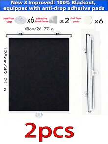 2pcs Easy Install Retractable Sunshade, Suitable For Doors, Windows And Car Windows, Heat Insulation And UV Protection, Classic Home Decor Style, Suitable For Homeowners And Car Owners, All Season Use, Great Gift For Housewarming, Black Sunshade, Suction Cup Installation, No Drilling Required, Convenient To Use, Suitable For Car And Home Window Heat Insulation And Sun Protection, Freely Stretchable, PVC Material, Modern Style, Suitable For Bedroom And Other Rooms - Sunshade - View 13
