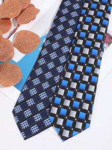 1PC Fashion Casual Versatile Men's Patchwork Plaid Pattern Tie Suitable For Daily Wear, Shopping, Banquet, Party, Business, Dating - Multicolor - View 2
