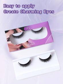 10 Pairs Of Individually Packaged 3D Stereoscopic, Natural Soft Voluminous Short False Eyelashes - Black - View 6