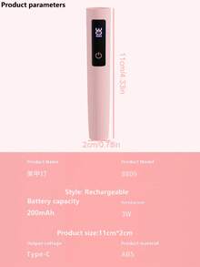 Handheld Mini Portable Rechargeable Nail Light With Display Screen, One-Line Light Therapy Lamp, Fast Drying, Non-Blackening, Rechargeable Mini Handheld Nail Light Therapy Machine, One-Line Light Fast Drying Set, Convenient Rechargeable Mini Handheld Nail Light - Multicolor - View 2