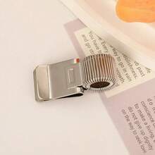 1pc Exquisite Metal Elastic Pen Clip, Minimalist Business Office Style, Smooth Metal Base Appearance With Spring Coil Texture Design, Integrated Clip + Elastic Coil Shape, Notebook External Pen Holder, Pen Storage Function, Suitable For Daily Office, Student Note-Taking, Planner Organization, Meeting Minutes, On-The-Go Memo Recording - Single Piece - View 9