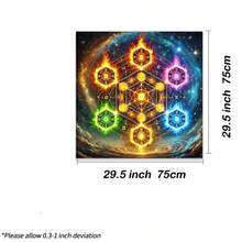 1pc Colorful Elemental Hexagram Tarot Cloth Tree Of Life Starry Cosmic Space Altar Mat Soft Fabric Tarot Spread Table Cloth Mystic Spiritual Astrology Divination Card Mat Wiccan Ritual Home Decor Gift - Black - View 5