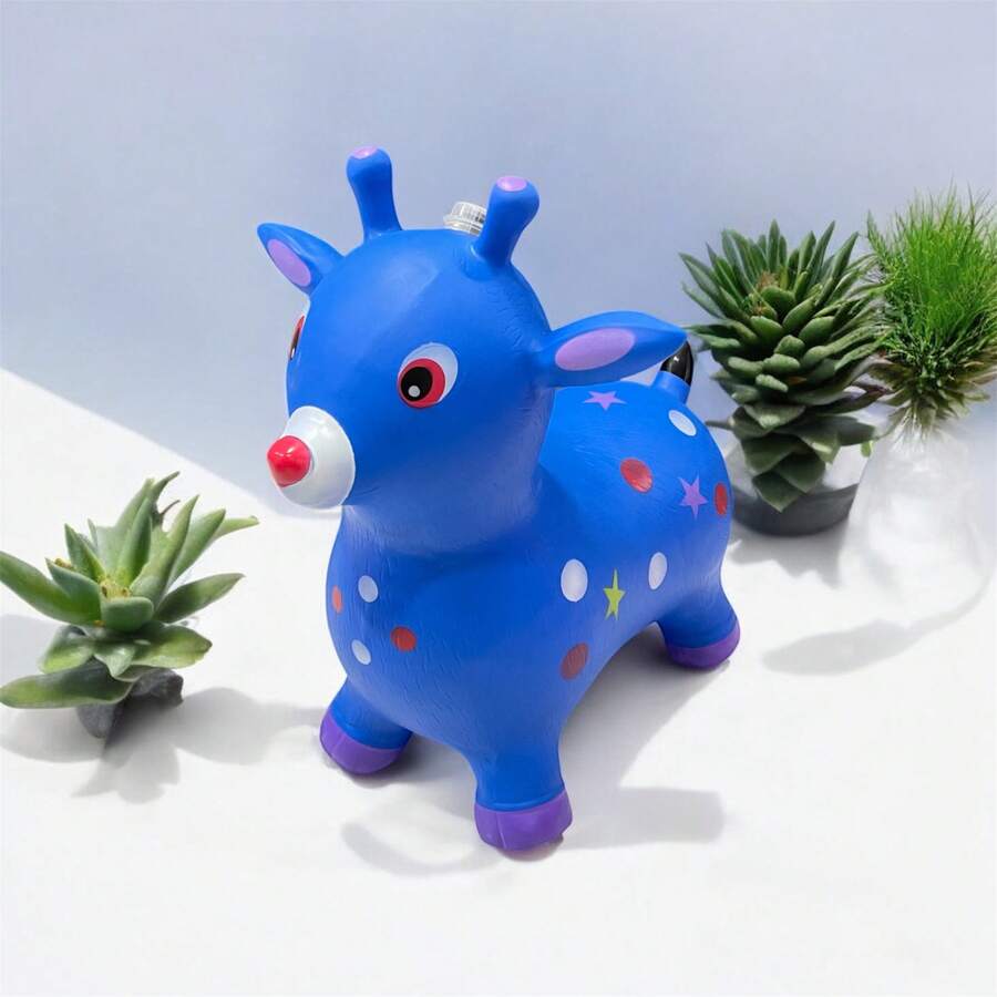 1 Piece 60*54*40cm, 1350g. Musical Inflatable Jumping Deer - Space Hopper With Handle + Ride-On Animals (Bounce Friends Set) Inflatable Jumping Horse - Space Hopper With Handle, Ride-On Animals And Bounce Inflatable Jumping Horse: Space Hopper + Ride-On Animals (Bounce Friends) - Blue - View 1
