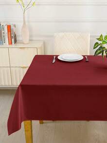 1pc Rectangular Tablecloth Suitable For Buffet, Holiday Party, Dinner, Wedding And Baby Shower Home Decor Solid Color Tablecloth For Home Use - Rectangular Tablecloth Fabric - Red - View 5