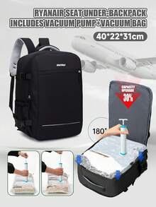 myco bags 航空公司認可旅行背包，附真空壓縮袋與充氣幫浦，適用大多數航空公司登機尺寸 15.75X11.81X7.87 英吋，180 度開口戶外旅行包，背板附行李拉桿帶，筆電包 - 彩色 - 查看 13