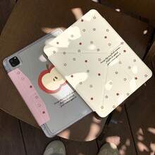 Korean Style INS Colorful Star Red Apple Tablet Protective Case Compatible With Apple 11th Gen Minimalist 10th Gen Tablet Protective Case With Pencil Slot Air 82026 New Pro 11 Fashion Mini 7 Cute Air 7/6 Snap Closure 11 Inch Girls Tablet Protective Cover Boys Tablet Protective Case - Beige - View 4
