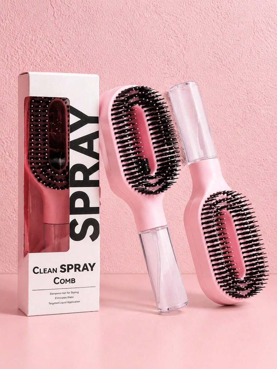 Escova de Cabelo Spray 2 em 1, Branco Transparente, Escova de Cabelo Spray com Reservatório de Água Integrado, Cerdas Macias e Flexíveis, Adequada para Cabelos Cacheados, Lisos, Ondulados, Escova de Cabelo Hidratante, Escova Desembaraçante, Para Mulheres, Penteados, Viagem, Produtos para Cabelo, Ferramentas para Cabelo