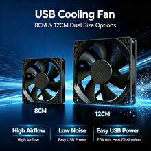 OUYUANSU USB Case Fan Router Set-Top Box Cooling Fan 12CM Silent 8CM Cooling Fan 5V Computer Fan - View 3