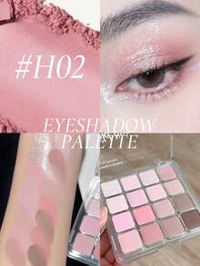 HOLD LIVE 16-Color Eyeshadow Palette, Matte, Shimmer, Glitter Textures, Includes Blush, Blue Eyeshadow - H02 - View 4