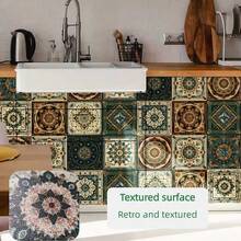 30 piezas de 10x10cm Pegatinas de azulejos cerámicos de estilo bohemio, Vinilos decorativos de pared PVC para sala de estar, cocina y dormitorio - Unitalla - Ver 6