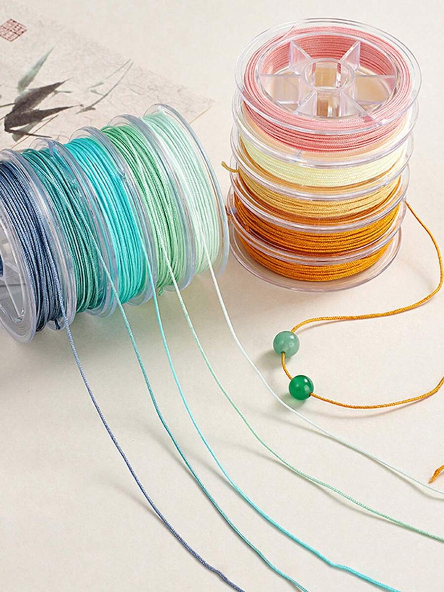 12m/Rollo Cuerda Trenzada de Colores para Joyería, Hilo para Cuentas, Material de Manualidades DIY para Pulseras, Hilo de Seda - Hilo para cuentas de joyería - Ver 1