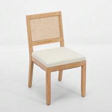 Rattan Dining Chairs Set Of 2, Farmhouse Kitchen Chairs With Cane Back - Beige - View 3