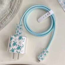 5入藍色海龜圖案數據線保護套，適用於 20W Apple 16 15 充電器， 14 13 12 快速充電，海洋主題，夏季禮物 - 海龜海星 - 查看 4