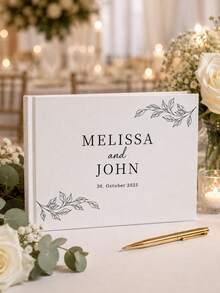 Personalized Wedding Guest Book, Linen Cover Photo Album, Customized Engagement Keepsake Signature Book, Wedding Commemorative Memory Book - Multicolor - View 4