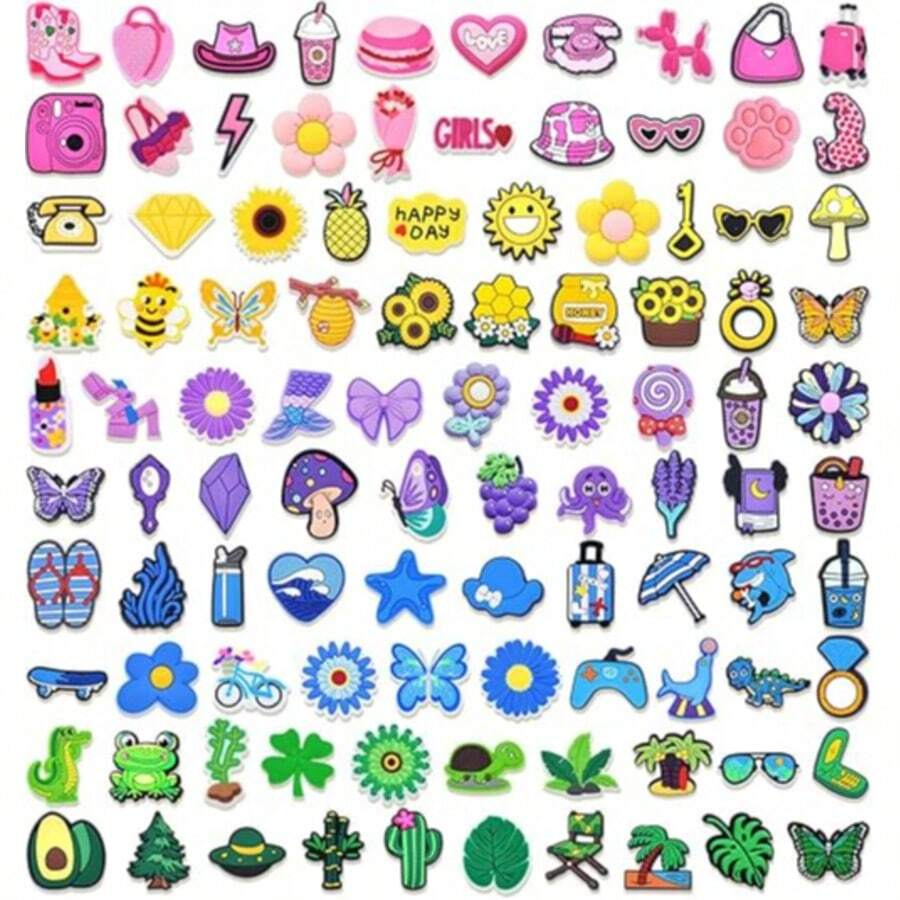 18pcs Multicolor Random Shoe Charms, Bright PVC Ornaments, Nice For Outfit Secondary Styling, Great Gifts For Friends Classmates Sisters Lovers - Multicolor - View 1