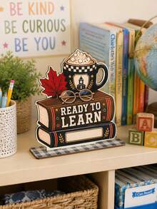 1件入學季桌面裝飾牌「Ready To Learn」書本馬克杯楓葉設計 多層托盤裝飾品 教室農舍風 開學第一天 鄉村教育主題 辦公桌展示 教師感謝 秋季辦公室桌面節日裝飾 - 款式1 - 查看 7