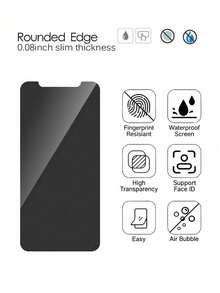 BOLLYMORE 3pcs Anti-Spy Tempered Glass Screen Protector Compatible With Apple Devices, Anti-Peeping, Anti-Scratch, Anti-Collision, Compatible With IPhone X/XR/11/12/13/14/15/16/16 Plus/16 Pro/16 Pro Max/16e/17/17 Air/17 Pro/17 Pro Max Full Series - 3PCS - View 3
