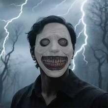 1pc Latex Mask COS Smiling White Eyes Demon Mask - View 5