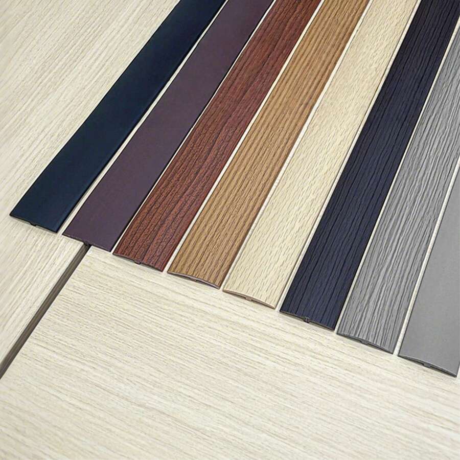 1pc Easy Install PVC Floor Trim Strip, Suitable For Indoor Wall And Baseboard Seamless Decoration, Durable Seam Coverage, Applicable For Home And Construction Projects, Multi-Functional Wood Grain Finish - A - View 1